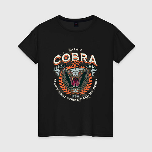 Женская футболка Кобра Кай - логотип с Коброй Cobra Kai Logo / Черный – фото 1