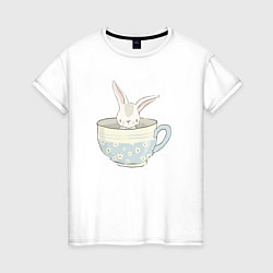 Женская футболка Кролик в чашке