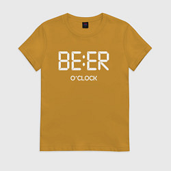 Футболка хлопковая женская Beer oclock Пивной час, цвет: горчичный