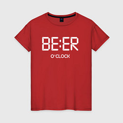 Футболка хлопковая женская Beer oclock Пивной час, цвет: красный
