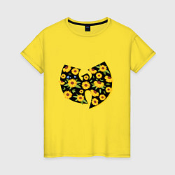 Футболка хлопковая женская Flowers - Wu-Ynag, цвет: желтый
