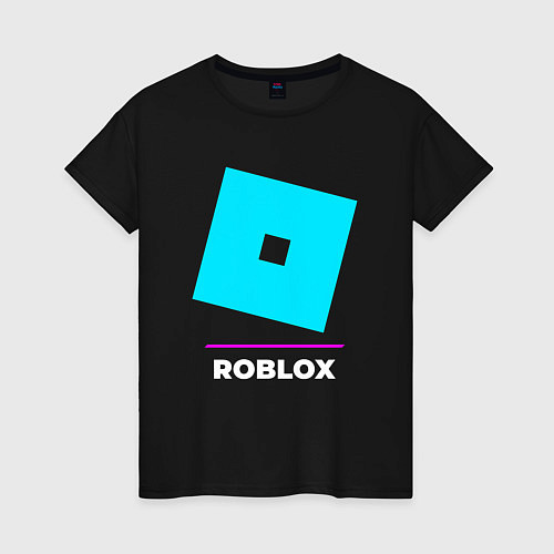 Женская футболка Символ Roblox в неоновых цветах / Черный – фото 1