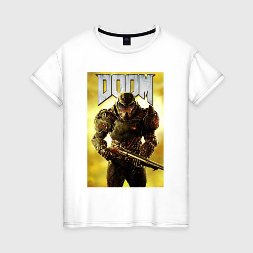 Женская футболка Doom - slyer / Белый – фото 1