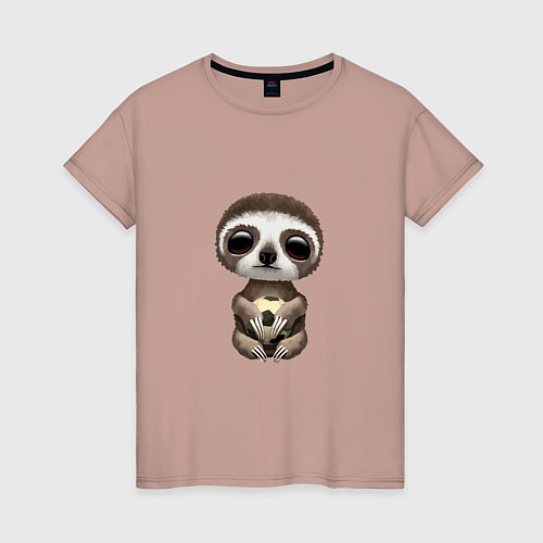 Женская футболка Футбол - Ленивец / Пыльно-розовый – фото 1