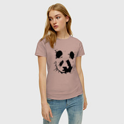 Футболка хлопковая женская Прикольный панда - клякса, цвет: пыльно-розовый — фото 2