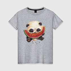 Женская футболка Маленький панда ест арбуз