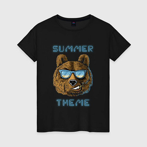 Женская футболка Beach bear - summer theme / Черный – фото 1