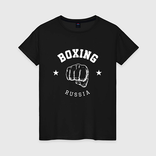 Женская футболка BOXING RUSSIA С КУЛАКОМ / Черный – фото 1