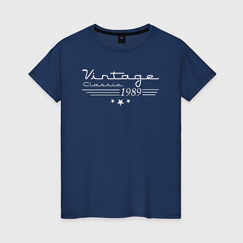 Женская футболка Винтажная классика 1989 / Тёмно-синий – фото 1
