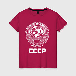 Футболка хлопковая женская Герб СССР, цвет: маджента