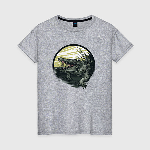 Женская футболка Аллигатор в камышах / Меланж – фото 1