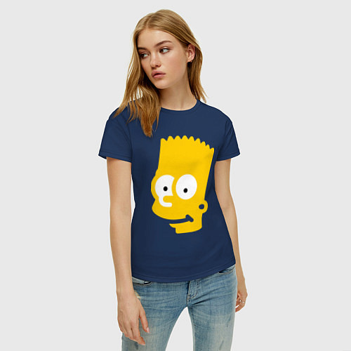 Женская футболка Барт Симпсон - портрет / Тёмно-синий – фото 3