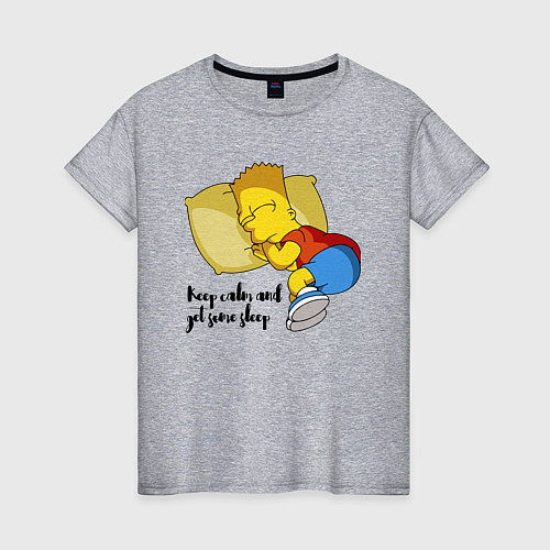 Женская футболка Успокойся и немного поспи - Барт Симпсон / Меланж – фото 1
