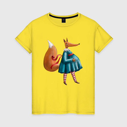 Женская футболка Беременная лисица / Желтый – фото 1