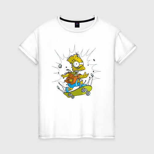 Женская футболка Барт Симпсон - зомби на скейтборде / Белый – фото 1