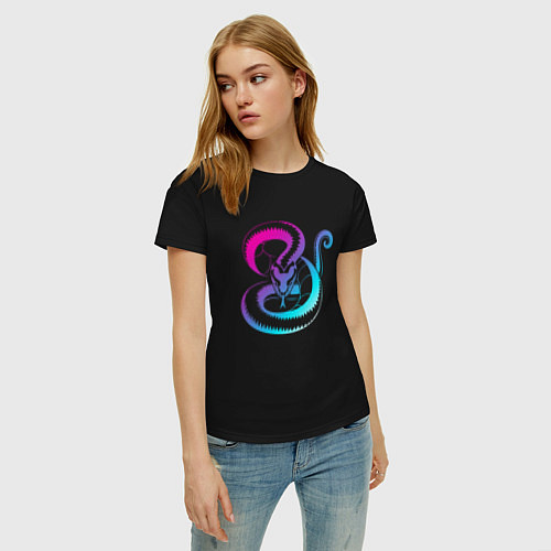 Женская футболка Ретро Змея / Черный – фото 3