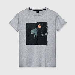 Женская футболка Оранжевая луна и ночные путешествия