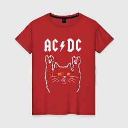 Женская футболка AC DC rock cat