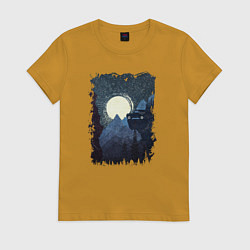 Футболка хлопковая женская Джип и пропасть, цвет: горчичный