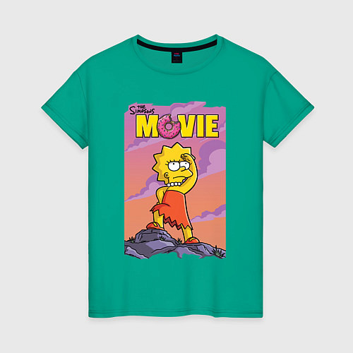 Женская футболка Lisa Simpson смотрит в даль - movie / Зеленый – фото 1