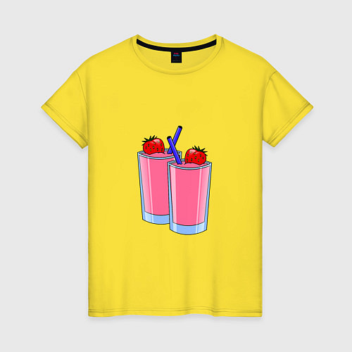 Женская футболка Два бокала с коктейлем / Желтый – фото 1