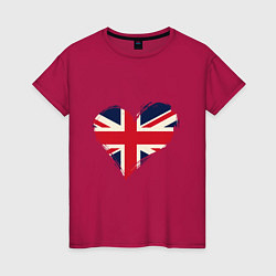 Футболка хлопковая женская Сердце - Британия, цвет: маджента