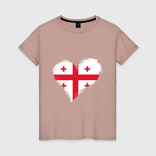 Женская футболка Сердце - Грузия / Пыльно-розовый – фото 1