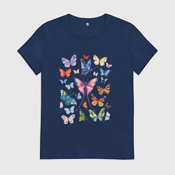 Женская футболка Волшебные бабочки акварелью