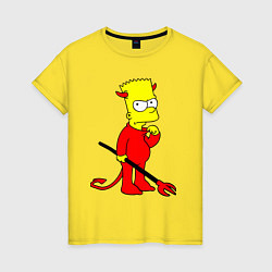 Футболка хлопковая женская Bart Simpson - devil, цвет: желтый