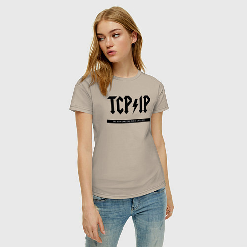 Женская футболка TCPIP Connecting people since 1972 / Миндальный – фото 3