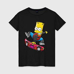Женская футболка Барт Симпсон - крутой скейтбордист