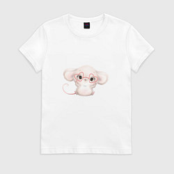 Футболка хлопковая женская Зверёк в очках, цвет: белый
