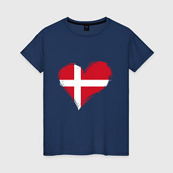 Футболка хлопковая женская Сердце - Дания, цвет: тёмно-синий