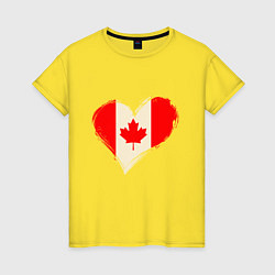 Футболка хлопковая женская Сердце - Канада, цвет: желтый