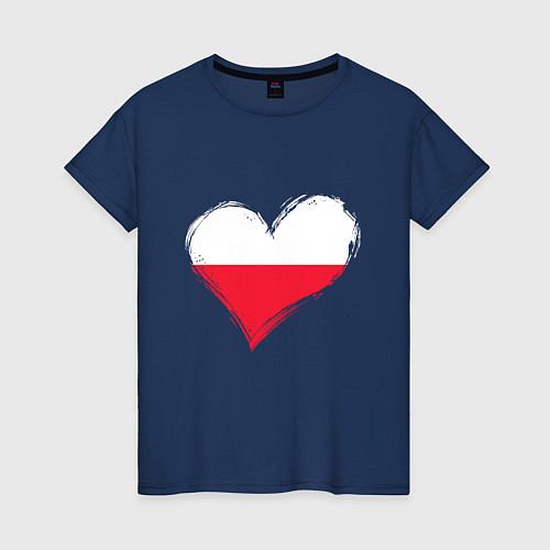 Женская футболка Сердце - Польша / Тёмно-синий – фото 1