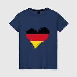 Футболка хлопковая женская Сердце - Германия, цвет: тёмно-синий
