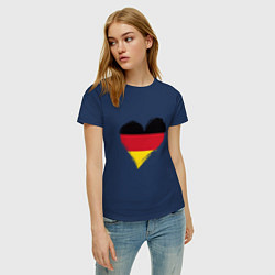 Футболка хлопковая женская Сердце - Германия, цвет: тёмно-синий — фото 2