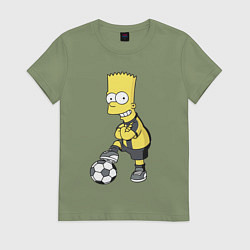 Женская футболка Барт Симпсон - крутой футбольный форвард