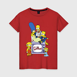 Женская футболка Семейка Симпсонов в праздничных нарядах