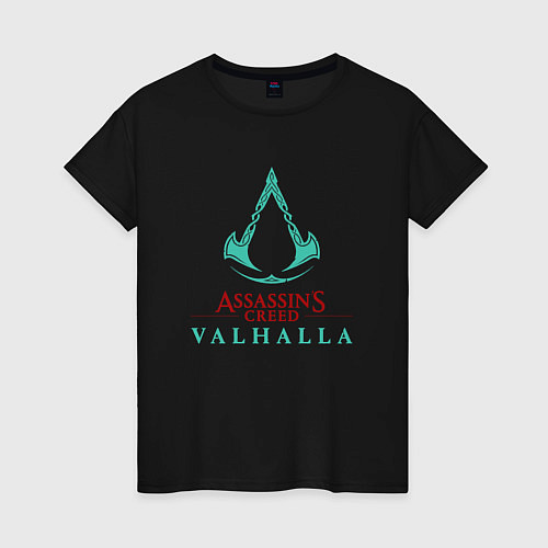 Женская футболка Assassins Creed Valhalla - logo / Черный – фото 1