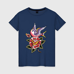 Женская футболка Птица с розой