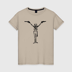 Женская футболка Скелетик с пистолетиками