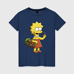 Женская футболка Lisa Simpson с гусеницей на даче