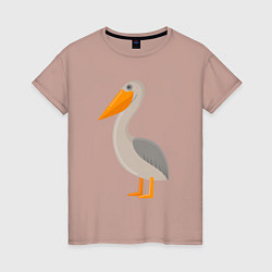 Женская футболка Пеликан стоит и думает о жизни