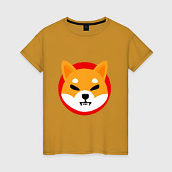 Футболка хлопковая женская Shiba Inu SHIB, цвет: горчичный