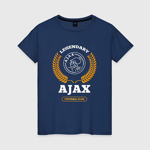 Женская футболка Лого Ajax и надпись legendary football club / Тёмно-синий – фото 1