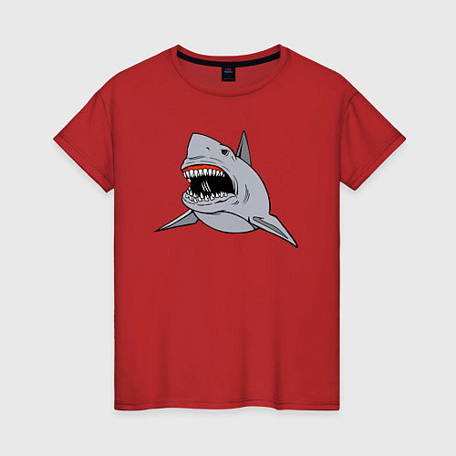 Женская футболка Злая белая акула / Красный – фото 1