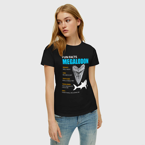 Женская футболка Забавные факты о мегалодонах / Черный – фото 3