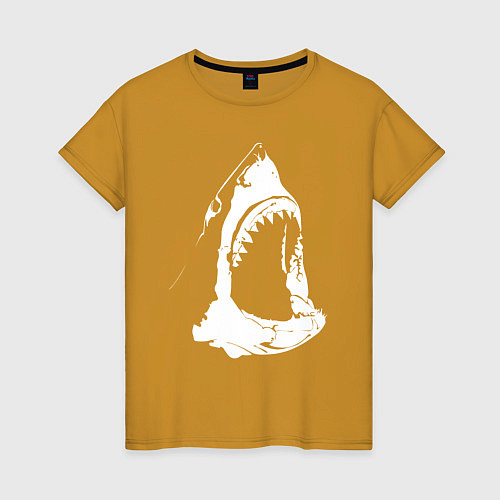 Женская футболка Огромная акулья пасть / Горчичный – фото 1