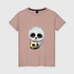 Футболка хлопковая женская Футбол - Сова, цвет: пыльно-розовый